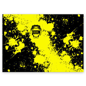 Поздравительная открытка с принтом Doom Enternal в Тюмени, 100% бумага | плотность бумаги 280 г/м2, матовая, на обратной стороне линовка и место для марки
 | Тематика изображения на принте: 3d | doom enternal | игра | компьютерная | логотип | темный | шутер