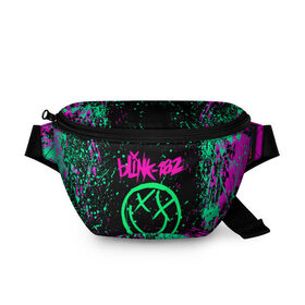 Поясная сумка 3D с принтом BLINK-182 в Тюмени, 100% полиэстер | плотная ткань, ремень с регулируемой длиной, внутри несколько карманов для мелочей, основное отделение и карман с обратной стороны сумки застегиваются на молнию | blink | music | rock | блинк | группа | музыка | музыканты | рок