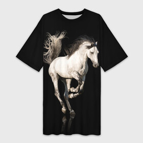 Платье-футболка 3D с принтом Серный в яблоках конь в Тюмени,  |  | animal | beautiful | black | gloss | horse | mane | mustang | muzzle | white | wild | белый | в яблоках | грива | дикий | животное | конь | красивый | лоск | лошадь | мустанг | серый | скакун | черный