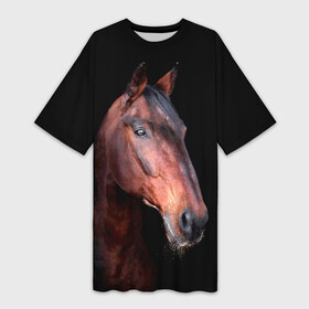 Платье-футболка 3D с принтом Гнедая лошадь в Тюмени,  |  | Тематика изображения на принте: animal | beautiful | black | brown | chocolate | eyes | gloss | horse | look | muzzle | portrait | взгляд | глаза | животное | конь | коричневый | красивый | лоск | лошадь | портрет | скакун | черный | шоколадный