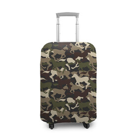 Чехол для чемодана 3D с принтом Камуфляж в Тюмени, 86% полиэфир, 14% спандекс | двустороннее нанесение принта, прорези для ручек и колес | animal | camouflage | cool | herd | horse | khaki | military | военный | животное | камуфляж | конь | лошадь | прикольный | скакун | табун | хаки