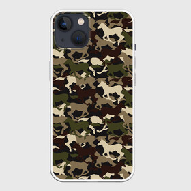 Чехол для iPhone 13 с принтом Камуфляж в Тюмени,  |  | animal | camouflage | cool | herd | horse | khaki | military | военный | животное | камуфляж | конь | лошадь | прикольный | скакун | табун | хаки