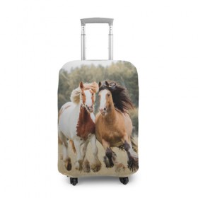 Чехол для чемодана 3D с принтом Лошади в Тюмени, 86% полиэфир, 14% спандекс | двустороннее нанесение принта, прорези для ручек и колес | animal | free | horse | mane | nature | pair | polish | wild | грива | дикий | животное | конь | лоск | лошадь | пара | природа | свободный | скакун