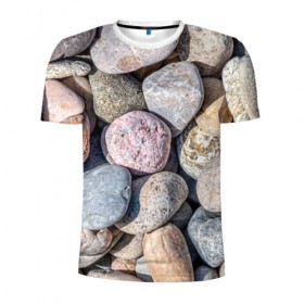 Мужская футболка 3D спортивная с принтом камешки в Тюмени, 100% полиэстер с улучшенными характеристиками | приталенный силуэт, круглая горловина, широкие плечи, сужается к линии бедра | камень | камешки | камни | камушки | лето | отдых | пляж | прикольное | сезон