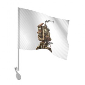 Флаг для автомобиля с принтом Шагающий дом в Тюмени, 100% полиэстер | Размер: 30*21 см | 3d | арт | механический | передвигающийся | стимпанк | шагающий дом