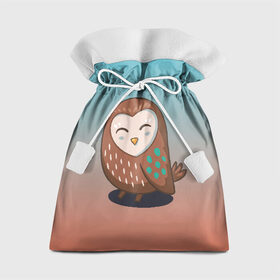 Подарочный 3D мешок с принтом Совушка в Тюмени, 100% полиэстер | Размер: 29*39 см | арт | милая | милый | мудрая | перья | птенец | птица | птичка | сова | совенок | совушка