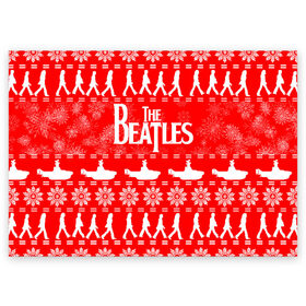 Поздравительная открытка с принтом The Beatles (6) в Тюмени, 100% бумага | плотность бумаги 280 г/м2, матовая, на обратной стороне линовка и место для марки
 | beatles | merry christmas | music | rock | the beatles | yellow submarine | битлз | джон леннон | легенда | музыка | новогодний свитшот | новый год | пит бест | рок