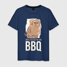 Мужская футболка хлопок с принтом Злая Свинка в Тюмени, 100% хлопок | прямой крой, круглый вырез горловины, длина до линии бедер, слегка спущенное плечо. | bbq | барбекю | еда | мясо | свинина | свиньи | свинья | шашлык