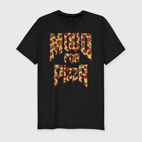Мужская футболка премиум с принтом Mood for Pizza (Doom) в Тюмени, 92% хлопок, 8% лайкра | приталенный силуэт, круглый вырез ворота, длина до линии бедра, короткий рукав | cacodemon | doom | eternal | pizza | дум | итёрнал | какодемон | пицца | этернал