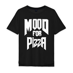 Мужская футболка хлопок Oversize с принтом Пицца Дум в Тюмени, 100% хлопок | свободный крой, круглый ворот, “спинка” длиннее передней части | cacodemon | doom | eternal | pizza | вечность | вечный | дум | итёрнал | какодемон | пицца | этернал