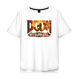 Мужская футболка хлопок Oversize с принтом Doom Classic в Тюмени, 100% хлопок | свободный крой, круглый ворот, “спинка” длиннее передней части | cacodemon | doom | eternal | вечность | вечный | дум | итёрнал | какодемон | этернал