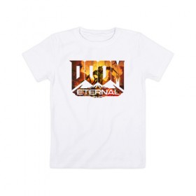 Детская футболка хлопок с принтом Doom Classic в Тюмени, 100% хлопок | круглый вырез горловины, полуприлегающий силуэт, длина до линии бедер | cacodemon | doom | eternal | вечность | вечный | дум | итёрнал | какодемон | этернал