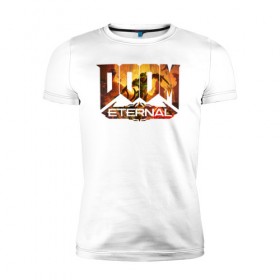 Мужская футболка премиум с принтом Doom Classic в Тюмени, 92% хлопок, 8% лайкра | приталенный силуэт, круглый вырез ворота, длина до линии бедра, короткий рукав | cacodemon | doom | eternal | вечность | вечный | дум | итёрнал | какодемон | этернал