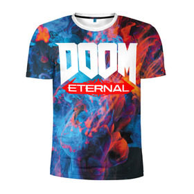 Мужская футболка 3D спортивная с принтом Doom Flames в Тюмени, 100% полиэстер с улучшенными характеристиками | приталенный силуэт, круглая горловина, широкие плечи, сужается к линии бедра | 