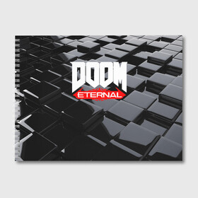 Альбом для рисования с принтом Doom Blocks в Тюмени, 100% бумага
 | матовая бумага, плотность 200 мг. | Тематика изображения на принте: cacodemon | doom | eternal | вечность | вечный | дум | итёрнал | какодемон | этернал