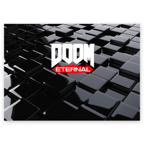 Поздравительная открытка с принтом Doom Blocks в Тюмени, 100% бумага | плотность бумаги 280 г/м2, матовая, на обратной стороне линовка и место для марки
 | Тематика изображения на принте: cacodemon | doom | eternal | вечность | вечный | дум | итёрнал | какодемон | этернал