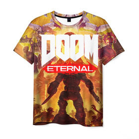 Мужская футболка 3D с принтом Doom Eternal в Тюмени, 100% полиэфир | прямой крой, круглый вырез горловины, длина до линии бедер | cacodemon | doom | eternal | вечность | вечный | дум | итёрнал | какодемон | этернал