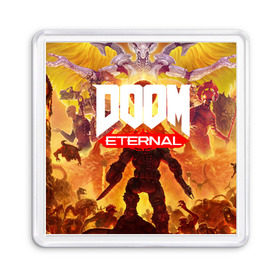 Магнит 55*55 с принтом Doom Eternal в Тюмени, Пластик | Размер: 65*65 мм; Размер печати: 55*55 мм | cacodemon | doom | eternal | вечность | вечный | дум | итёрнал | какодемон | этернал