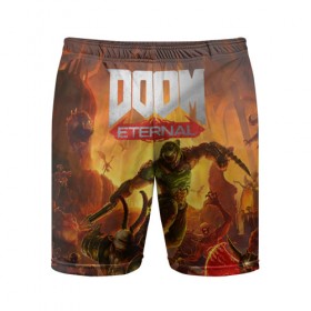 Мужские шорты 3D спортивные с принтом Doom в Тюмени,  |  | Тематика изображения на принте: cacodemon | doom | eternal | вечность | вечный | дум | итёрнал | какодемон | этернал