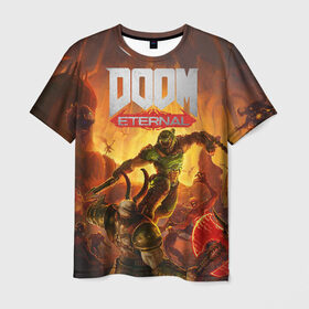 Мужская футболка 3D с принтом Doom в Тюмени, 100% полиэфир | прямой крой, круглый вырез горловины, длина до линии бедер | cacodemon | doom | eternal | вечность | вечный | дум | итёрнал | какодемон | этернал