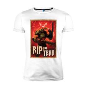 Мужская футболка премиум с принтом Doom Eternal в Тюмени, 92% хлопок, 8% лайкра | приталенный силуэт, круглый вырез ворота, длина до линии бедра, короткий рукав | 