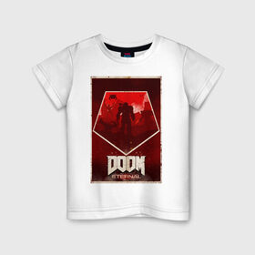 Детская футболка хлопок с принтом Doom в Тюмени, 100% хлопок | круглый вырез горловины, полуприлегающий силуэт, длина до линии бедер | Тематика изображения на принте: cacodemon | doom | eternal | вечность | вечный | дум | итёрнал | какодемон | этернал