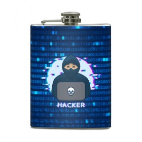 Фляга с принтом Хакер в Тюмени, металлический корпус | емкость 0,22 л, размер 125 х 94 мм. Виниловая наклейка запечатывается полностью | hacker | hacknet | взлом | виртуальность | кибер | киберпанк | программист | хакер