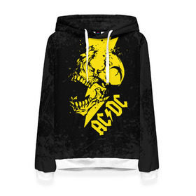 Женская толстовка 3D с принтом AC/DC HIGH VOLTAGE в Тюмени, 100% полиэстер  | двухслойный капюшон со шнурком для регулировки, мягкие манжеты на рукавах и по низу толстовки, спереди карман-кенгуру с мягким внутренним слоем. | ac dc | acdc | high voltage | music | rock | skull | группа | молния | музыка | музыканты | рок | череп