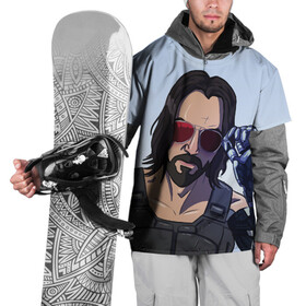Накидка на куртку 3D с принтом Киану Самурай в Тюмени, 100% полиэстер |  | cyberpunk 2077 | keanu reeves | киану ривз | киберпанк 2077