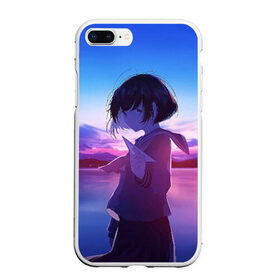 Чехол для iPhone 7Plus/8 Plus матовый с принтом Anime Sunset в Тюмени, Силикон | Область печати: задняя сторона чехла, без боковых панелей | anime | clouds | girl | sunset | аниме | девушка | закат