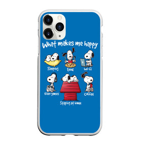 Чехол для iPhone 11 Pro матовый с принтом Что делает меня счастливым в Тюмени, Силикон |  | happy | makes | me | peanuts | snoopy | what | арахис | вудсток | пес | сабака | снупи | собака | чарли браун | щенок