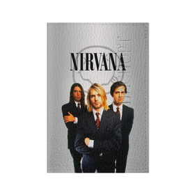 Обложка для паспорта матовая кожа с принтом Nirvana в Тюмени, натуральная матовая кожа | размер 19,3 х 13,7 см; прозрачные пластиковые крепления | Тематика изображения на принте: 90 | alternative | crimson | david grohl | foo fighters | grunge | kurt cobain | music | nirvana | rip | rock | smile | гранж | группа | девяностые | курт кобейн | музыка | нирвана | рок