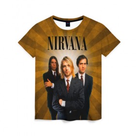 Женская футболка 3D с принтом Nirvana в Тюмени, 100% полиэфир ( синтетическое хлопкоподобное полотно) | прямой крой, круглый вырез горловины, длина до линии бедер | 90 | alternative | crimson | david grohl | foo fighters | grunge | kurt cobain | music | nirvana | rip | rock | smile | гранж | группа | девяностые | курт кобейн | музыка | нирвана | рок