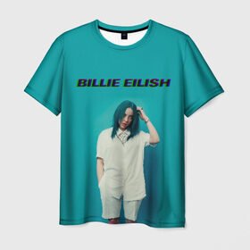 Мужская футболка 3D с принтом Billie Eilish в Тюмени, 100% полиэфир | прямой крой, круглый вырез горловины, длина до линии бедер | ayelish | bad guy | billie eilish | eilish | билли айлиш | эйлиш | элиш