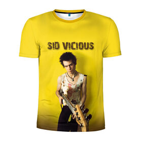 Мужская футболка 3D спортивная с принтом Sid Vicious в Тюмени, 100% полиэстер с улучшенными характеристиками | приталенный силуэт, круглая горловина, широкие плечи, сужается к линии бедра | england | music | my way | no future | sid and nancy | sid vicious | trash | музыка | панк | рок | сид вишес | сид и ненси