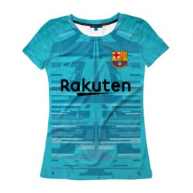 Женская футболка 3D с принтом Barcelona Gk 19-20 в Тюмени, 100% полиэфир ( синтетическое хлопкоподобное полотно) | прямой крой, круглый вырез горловины, длина до линии бедер | barcelona | champions league | spain | ter stegen | барселона | испания | лига чемпионов | тер штеген