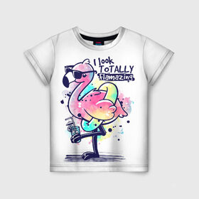 Детская футболка 3D с принтом Огненный фламинго в Тюмени, 100% гипоаллергенный полиэфир | прямой крой, круглый вырез горловины, длина до линии бедер, чуть спущенное плечо, ткань немного тянется | berd | dance | flamazing | flamingo | i look | kero kero bonito | to tally | кардмэйкинг | мир | птица | птицы | розовый