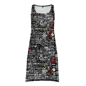 Платье-майка 3D с принтом ЛОГОТИПЫ РОК ГРУПП в Тюмени, 100% полиэстер | полуприлегающий силуэт, широкие бретели, круглый вырез горловины, удлиненный подол сзади. | fire force | oceans of time | rock | veonity | альтернатива | логотипы рок групп | металл | рок