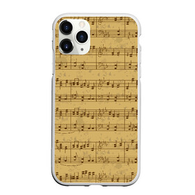 Чехол для iPhone 11 Pro Max матовый с принтом Ноты в Тюмени, Силикон |  | brown | melody | music | music lover | musician | notes | retro | yellow | желтый | классический | коричневый | мелодия | меломан | музыка | музыкант | ноты | ретро