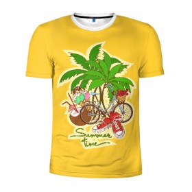 Мужская футболка 3D спортивная с принтом Summer time в Тюмени, 100% полиэстер с улучшенными характеристиками | приталенный силуэт, круглая горловина, широкие плечи, сужается к линии бедра | 
