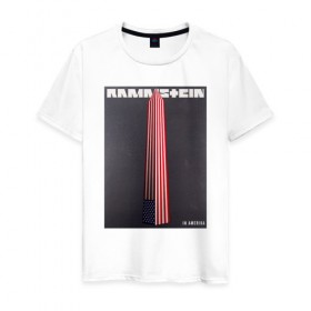 Мужская футболка хлопок с принтом Rammstein in Amerika в Тюмени, 100% хлопок | прямой крой, круглый вырез горловины, длина до линии бедер, слегка спущенное плечо. | rammstein | раммштайн | рамштайн