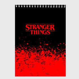 Скетчбук с принтом STRANGER THINGS в Тюмени, 100% бумага
 | 48 листов, плотность листов — 100 г/м2, плотность картонной обложки — 250 г/м2. Листы скреплены сверху удобной пружинной спиралью | 11 | stranger things | одди | одиннадцатая | очень странные дела | сериалы