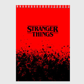 Скетчбук с принтом STRANGER THINGS в Тюмени, 100% бумага
 | 48 листов, плотность листов — 100 г/м2, плотность картонной обложки — 250 г/м2. Листы скреплены сверху удобной пружинной спиралью | stranger things | очень странные дела