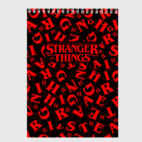 Скетчбук с принтом STRANGER THINGS в Тюмени, 100% бумага
 | 48 листов, плотность листов — 100 г/м2, плотность картонной обложки — 250 г/м2. Листы скреплены сверху удобной пружинной спиралью | stranger things | очень странные дела