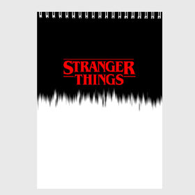 Скетчбук с принтом STRANGER THINGS в Тюмени, 100% бумага
 | 48 листов, плотность листов — 100 г/м2, плотность картонной обложки — 250 г/м2. Листы скреплены сверху удобной пружинной спиралью | stranger things | очень странные дела