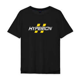 Мужская футболка хлопок Oversize с принтом HYPERION в Тюмени, 100% хлопок | свободный крой, круглый ворот, “спинка” длиннее передней части | Тематика изображения на принте: borderlands | borderlands 3 | cl4p tp | claptrap | gearbox | hyperion | lilith | moxxi | psycho | sirens | tina | zero | бордерлендс | гиперион | зеро | клеп треп | лилит | мокси | псих | сирена | тина