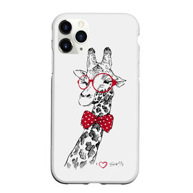 Чехол для iPhone 11 Pro Max матовый с принтом Жираф в Тюмени, Силикон |  | Тематика изображения на принте: animal | bow tie | cool | giraffe | gray | red | white | белый | галстук  бабочка | животное | жираф | красный | очки | прикольный | серый