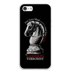 Чехол для iPhone 5/5S матовый с принтом A Fashion Terrorist в Тюмени, Силикон | Область печати: задняя сторона чехла, без боковых панелей | black | chess | cool | figure | horse | red | slogan | style | white | белый | конь | красный | лошадь | прикольный | слоган | стиль | фигура | черный | шахматы