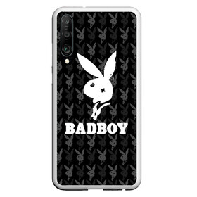 Чехол для Honor P30 с принтом Bad boy в Тюмени, Силикон | Область печати: задняя сторона чехла, без боковых панелей | Тематика изображения на принте: bad boy | bite | bow tie | broken | cool | ear | fighter | logo | man | playboy | rabbit | sign | symbol | white | белый | битый | боец | галстук бабочка | знак | кролик | логотип | любовь | мальчик | мужчина | откушенное | прикольный | сим