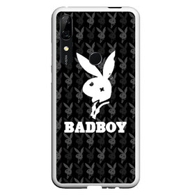 Чехол для Honor P Smart Z с принтом Bad boy в Тюмени, Силикон | Область печати: задняя сторона чехла, без боковых панелей | Тематика изображения на принте: bad boy | bite | bow tie | broken | cool | ear | fighter | logo | man | playboy | rabbit | sign | symbol | white | белый | битый | боец | галстук бабочка | знак | кролик | логотип | любовь | мальчик | мужчина | откушенное | прикольный | сим